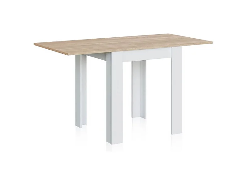 Mesa de comedor extensible Giro Blanco Artik (Blanco Mate) - Roble Canadian