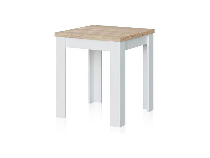 Mesa de comedor extensible Giro Blanco Artik (Blanco Mate) - Roble Canadian