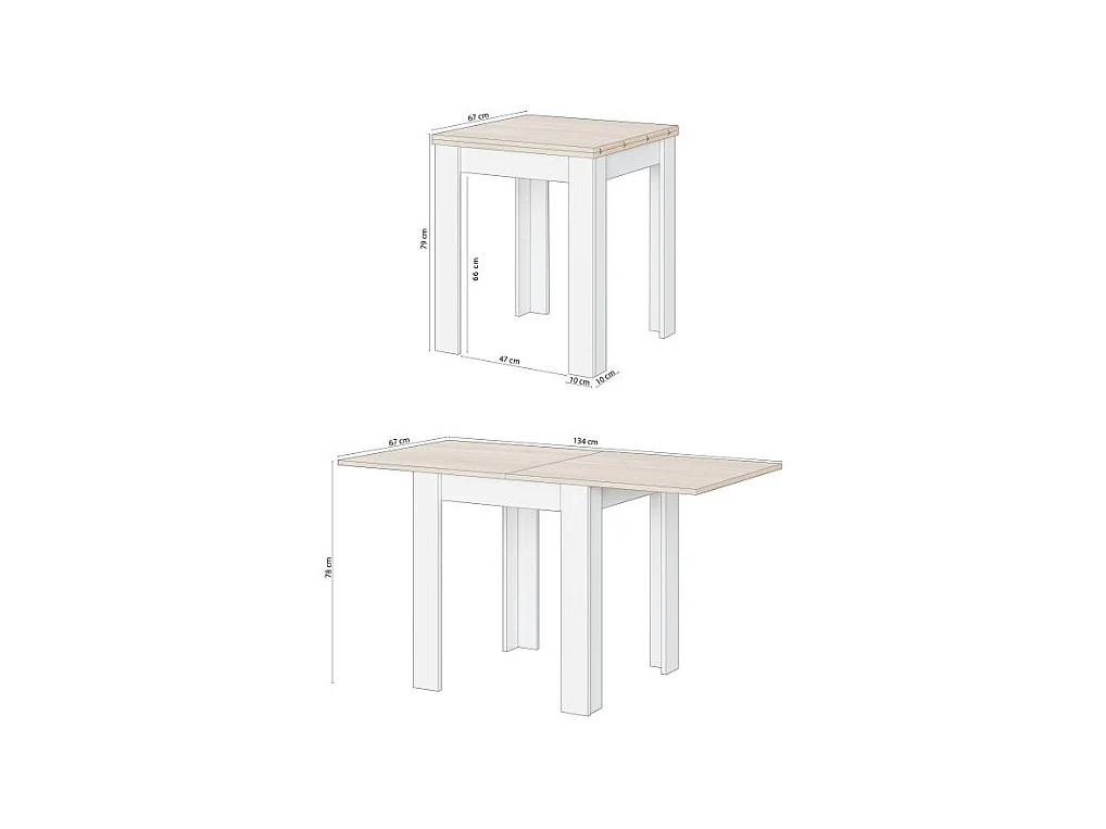 Mesa de comedor extensible Giro Blanco Artik (Blanco Mate) - Roble Canadian