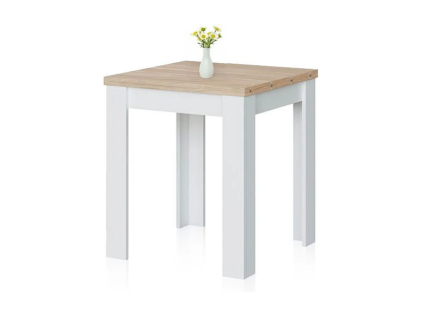 Mesa de comedor extensible Giro Blanco Artik (Blanco Mate) - Roble Canadian