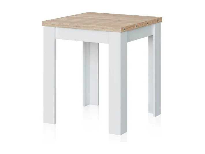 Mesa de comedor extensible Giro Blanco Artik (Blanco Mate) - Roble Canadian