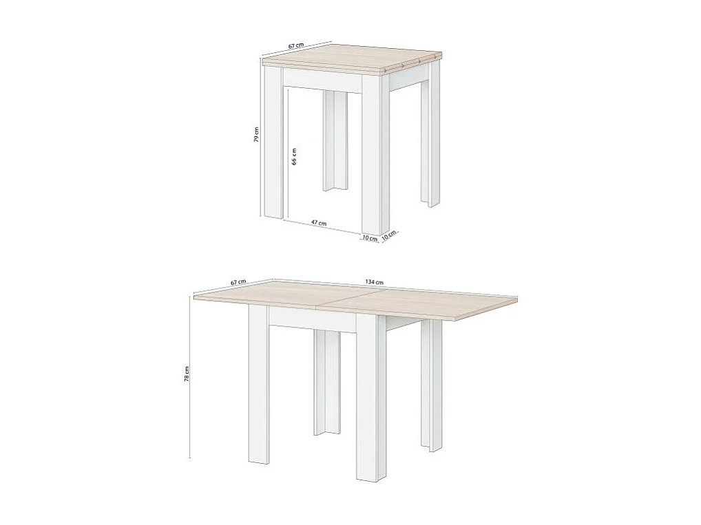 Mesa de comedor extensible Giro Blanco Artik (Blanco Mate) - Roble Canadian