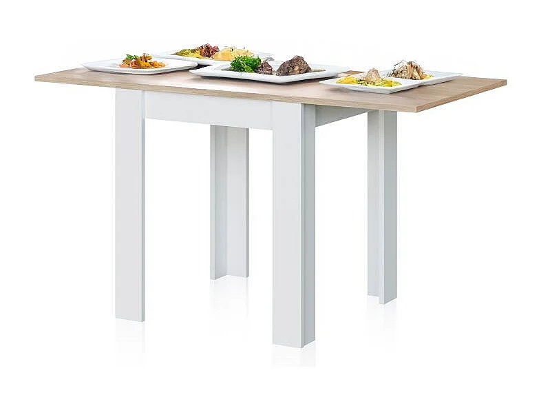 Mesa de comedor extensible Giro Blanco Artik (Blanco Mate) - Roble Canadian