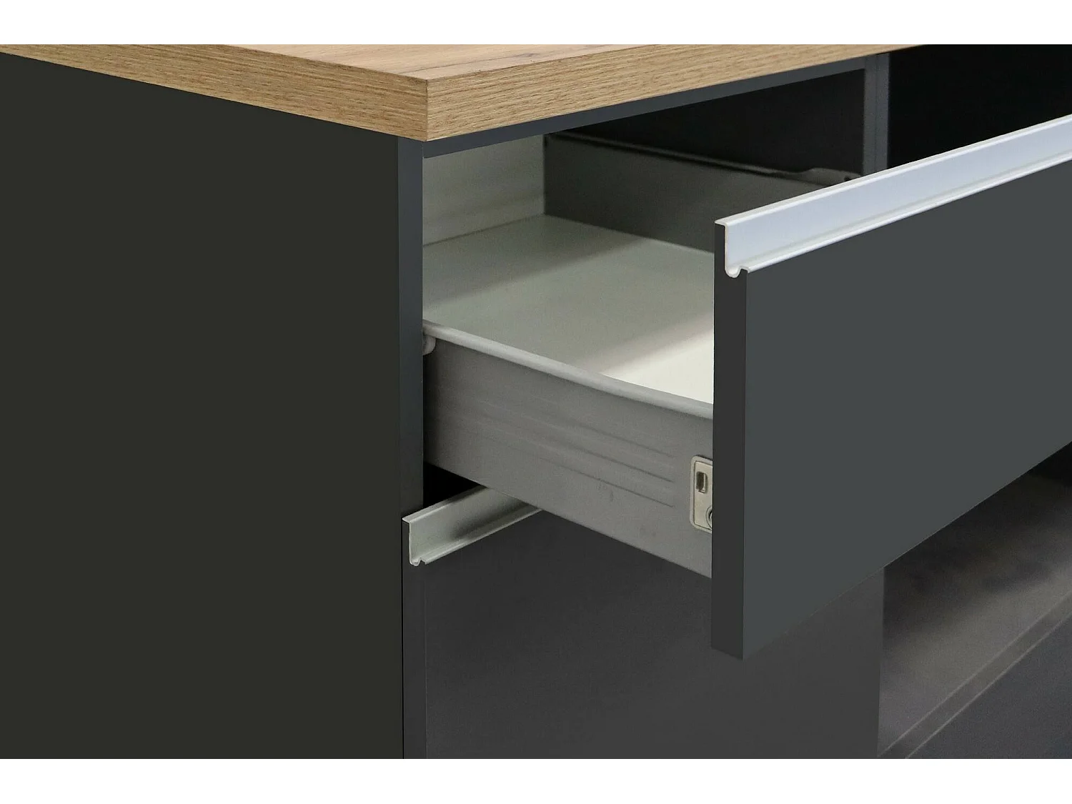 Cucina Completa Attiko, Modulabile Made in Italy, Nero Antracite