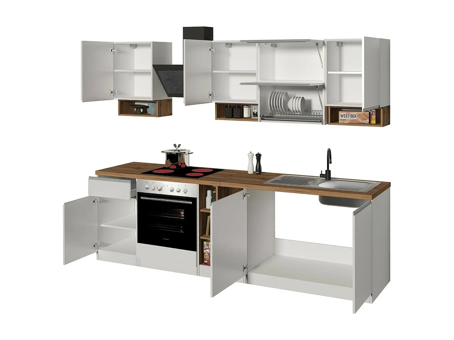 Cuisine Complète Attiko, Modulable Made in Italy, Blanc Brillant