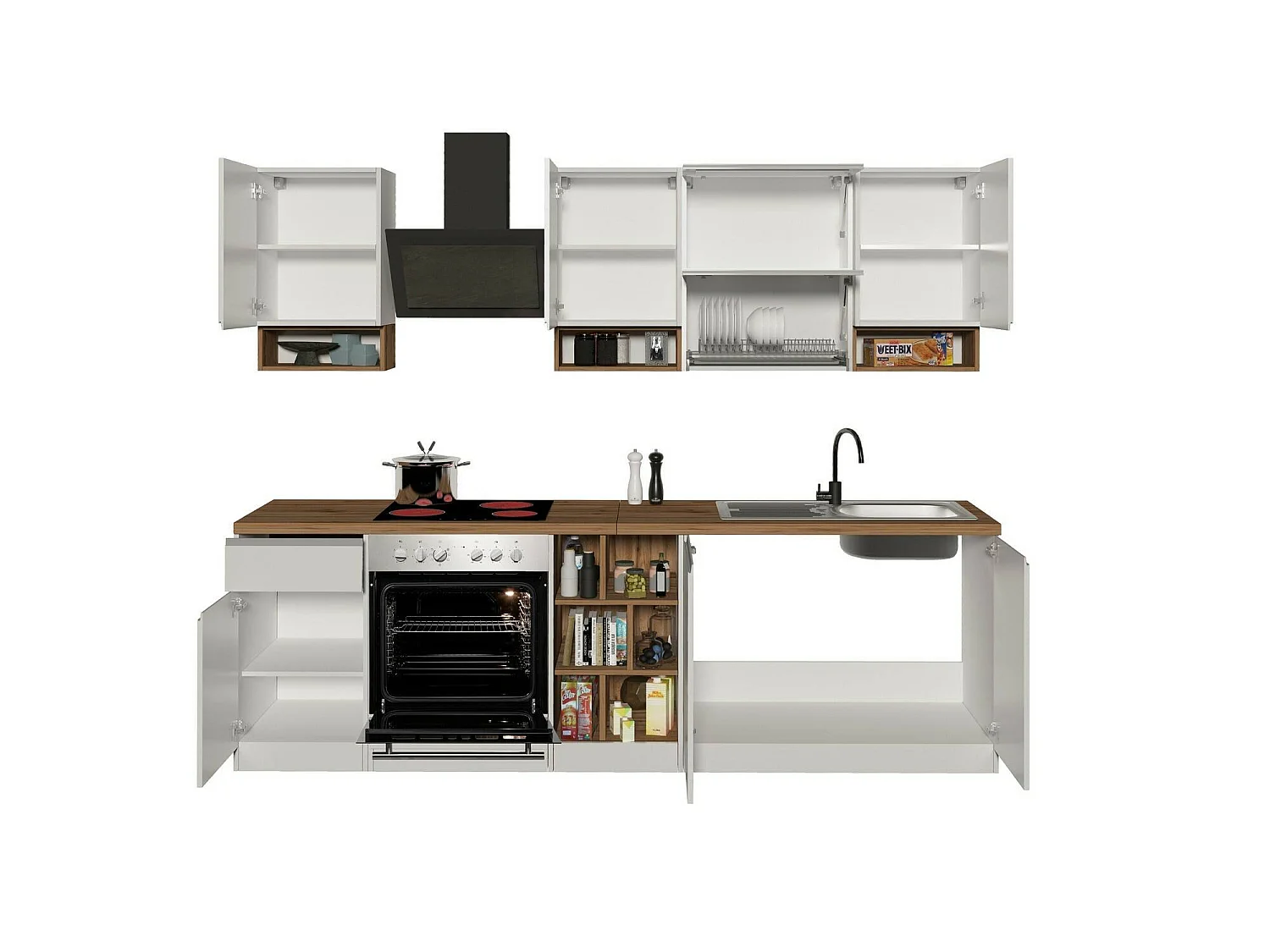 Cuisine Complète Attiko, Modulable Made in Italy, Électroménagers non inclus Blanc Brillant