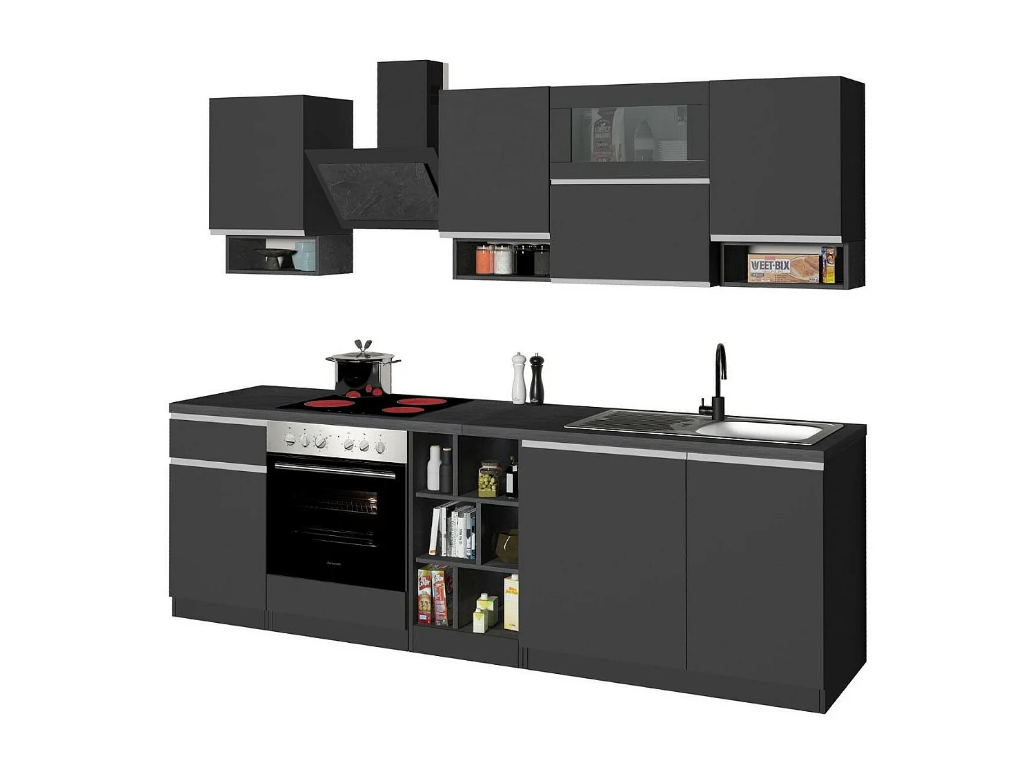 Cuisine Complète Attiko, Modulable Made in Italy, Noir Anthracite