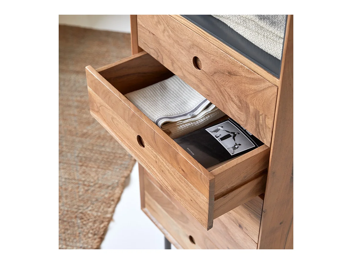 Madia in legno di acacia 5 cassetti Pavel