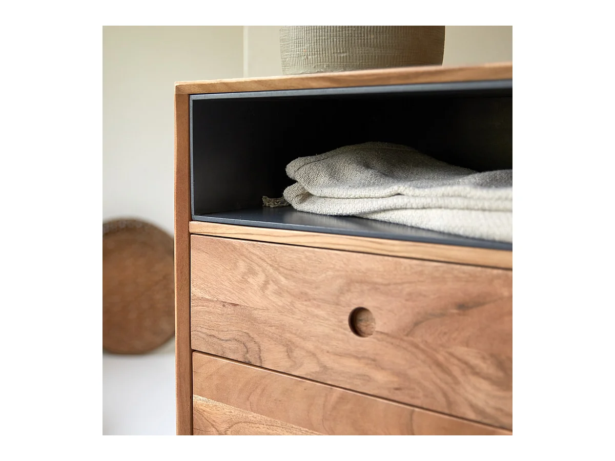 Madia in legno di acacia 5 cassetti Pavel