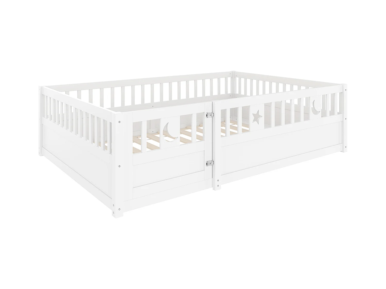 Cama infantil 140x190 cm - com barras de segurança - com estrado de ripas - branco (sem colchão)