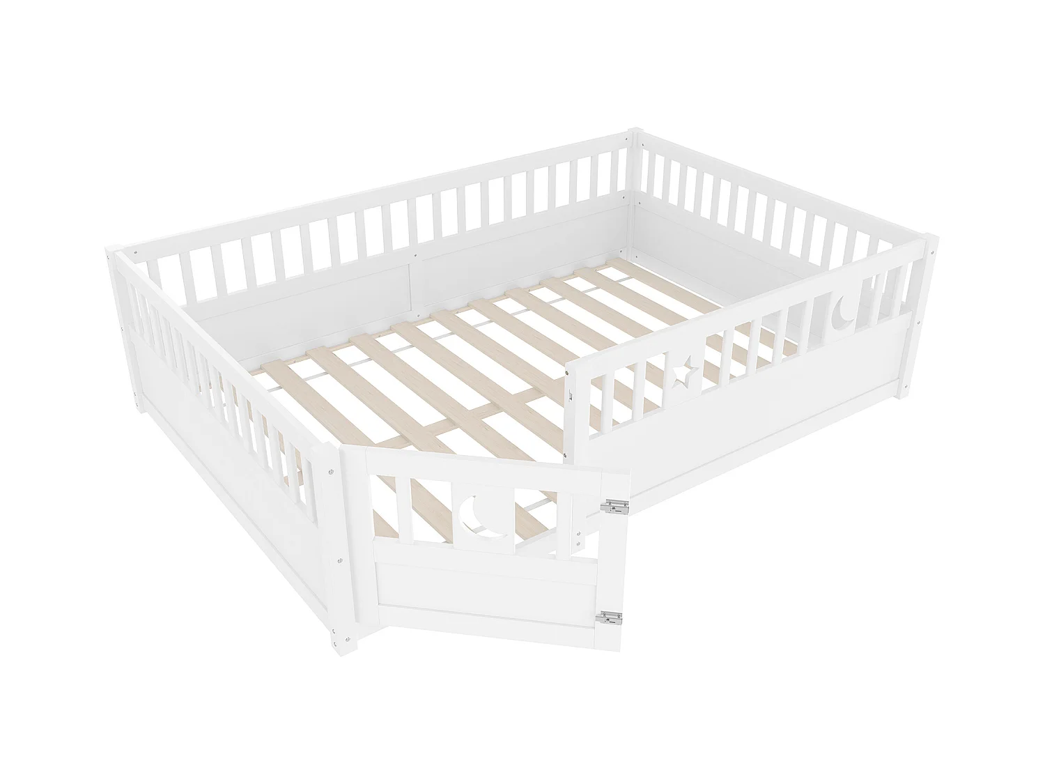 Cama infantil 140x190 cm - com barras de segurança - com estrado de ripas - branco (sem colchão)