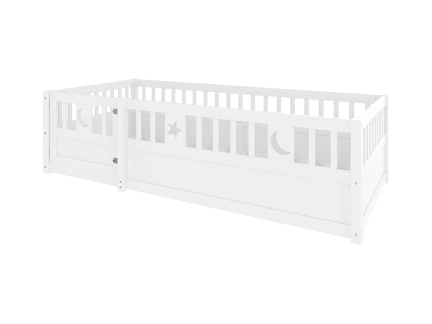 Cama infantil 90x190 cm - com barras de segurança - com estrado de ripas - branco (sem colchão)