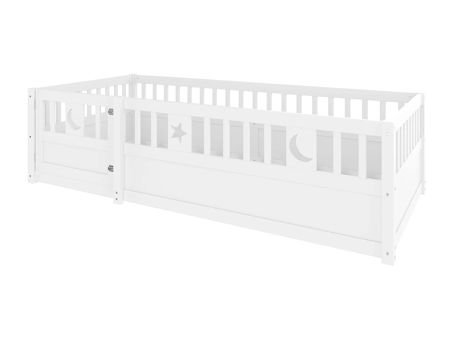 Kinderbett 90x190 cm - mit Sicherheitsgittern - mit Lattenrost - weiß (ohne Matratze)