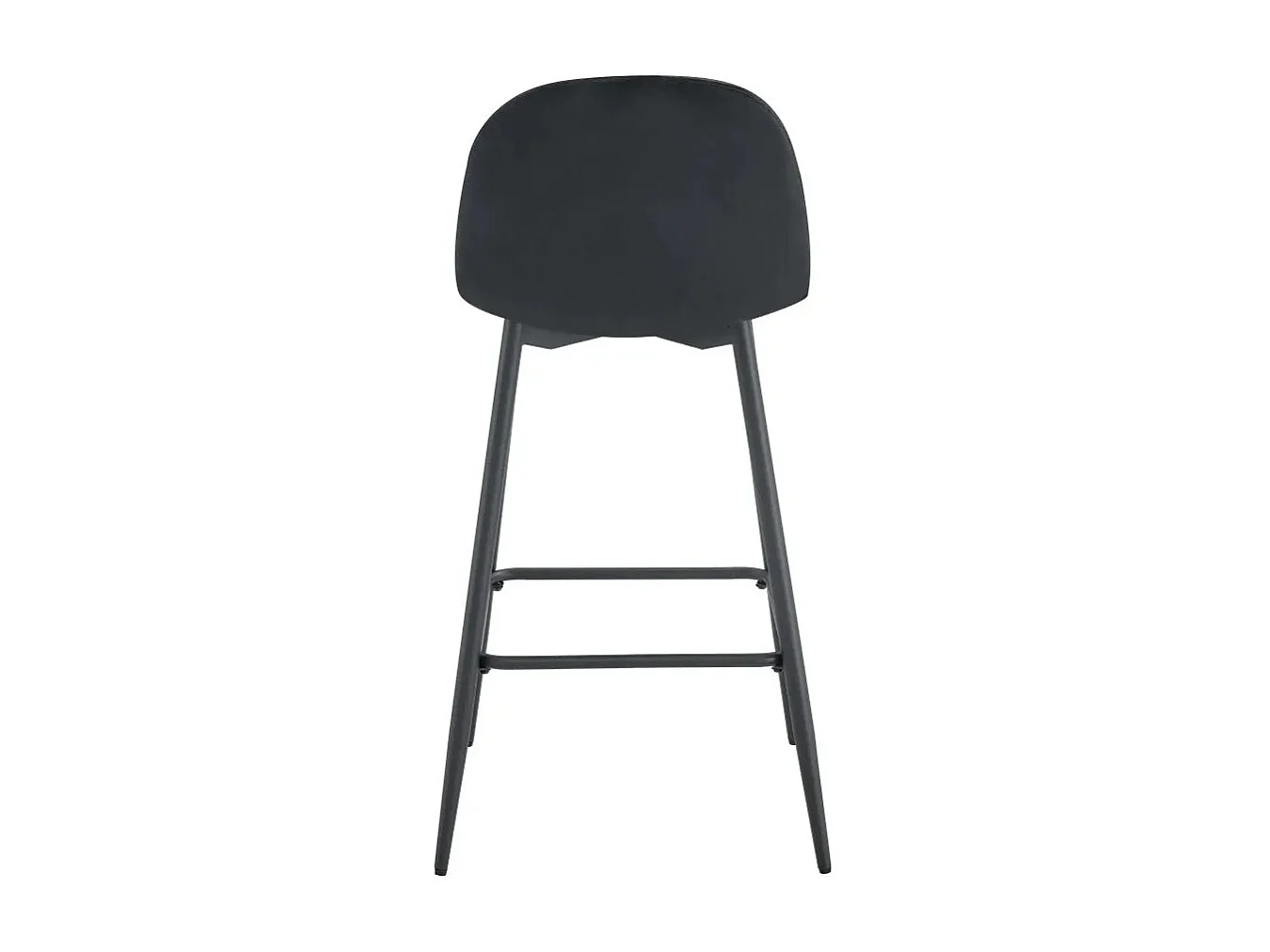 Lot 2 Tabourets de Bar Scandinave Velours Noir Pieds Métal Noir