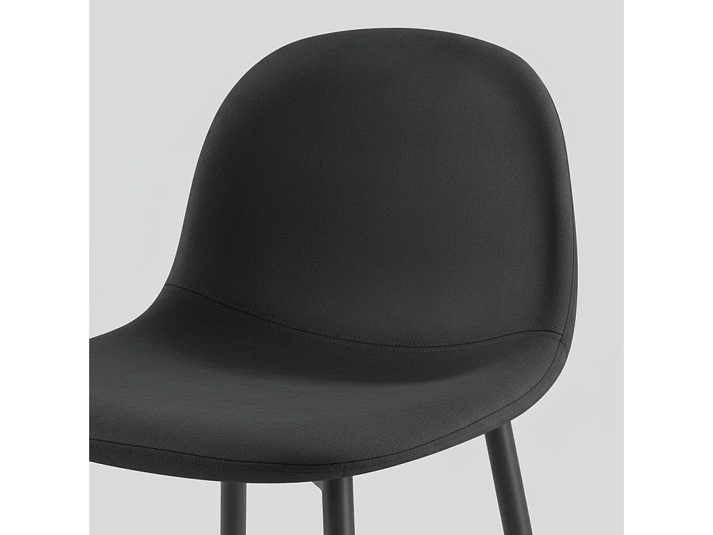 Lot 2 Tabourets de Bar Scandinave Velours Noir Pieds Métal Noir