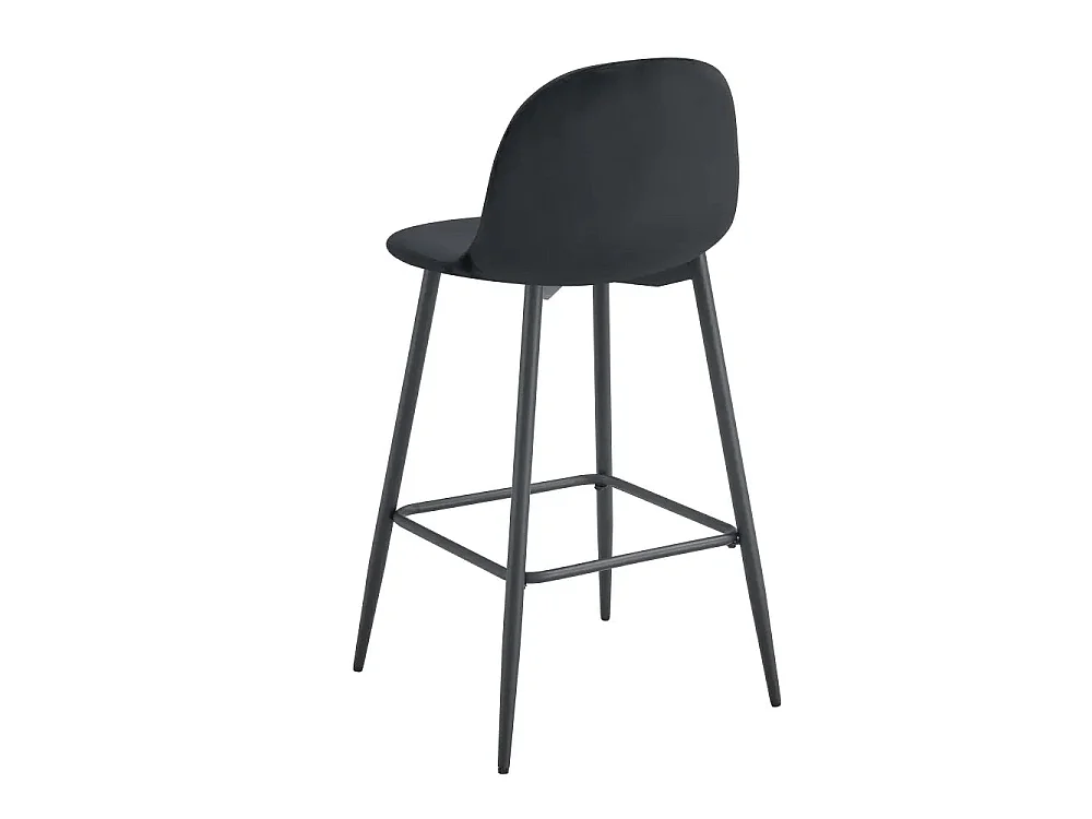 Lot 2 Tabourets de Bar Scandinave Velours Noir Pieds Métal Noir