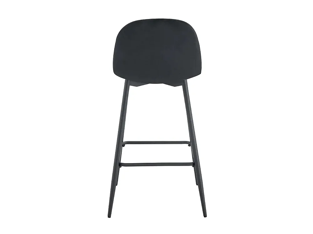 Lot 2 Tabourets de Bar Scandinave Velours Noir Pieds Métal Noir