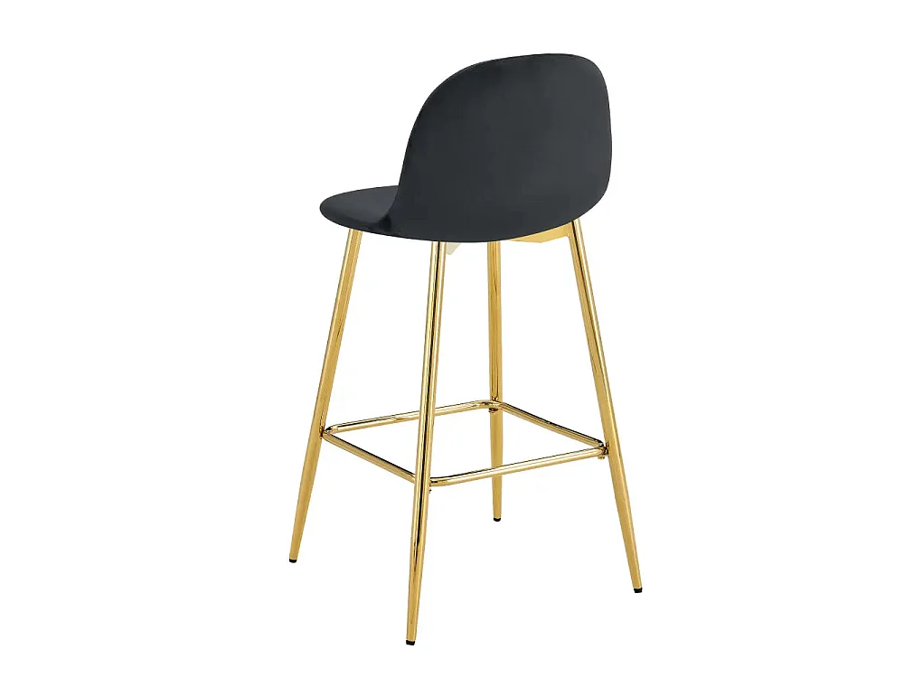 Lot 2 Tabourets de Bar Scandinave Velours Noir Pieds Gold 47,5x43x100cm