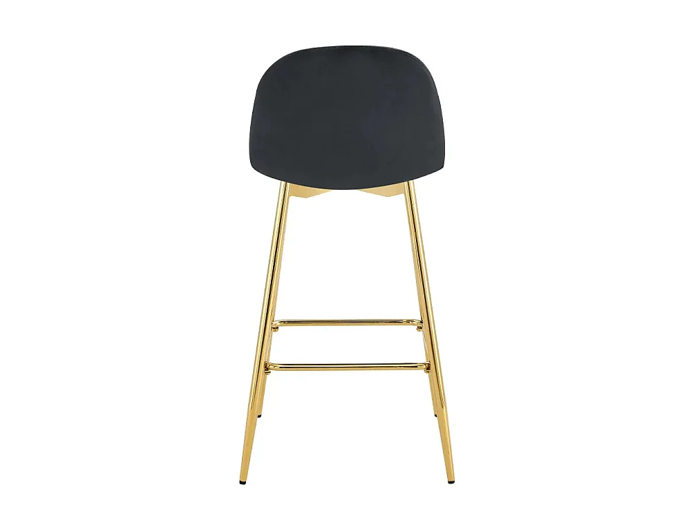 Lot 2 Tabourets de Bar Scandinave Velours Noir Pieds Gold 47,5x43x100cm