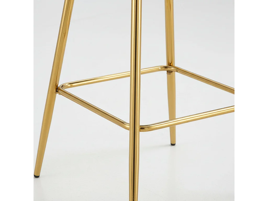 Lot 2 Tabourets de Bar Scandinave Velours Noir Pieds Gold 47,5x43x100cm