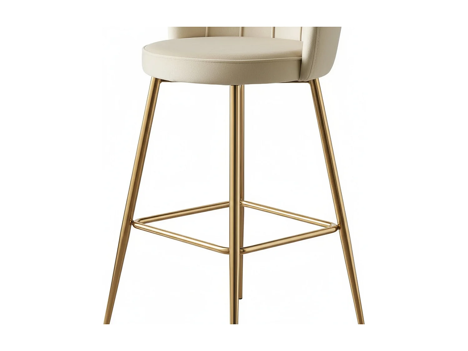 Lot 2 Tabourets de Bar Nymphea Velours Beige Pieds Gold