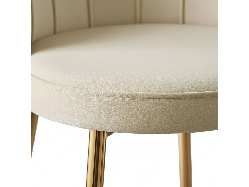 Lot 2 Tabourets de Bar Nymphea Velours Beige Pieds Gold