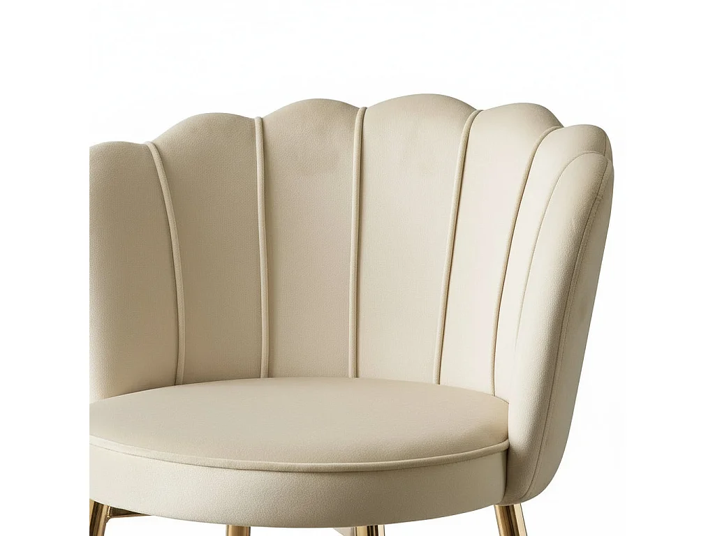Lot 2 Tabourets de Bar Nymphea Velours Beige Pieds Gold