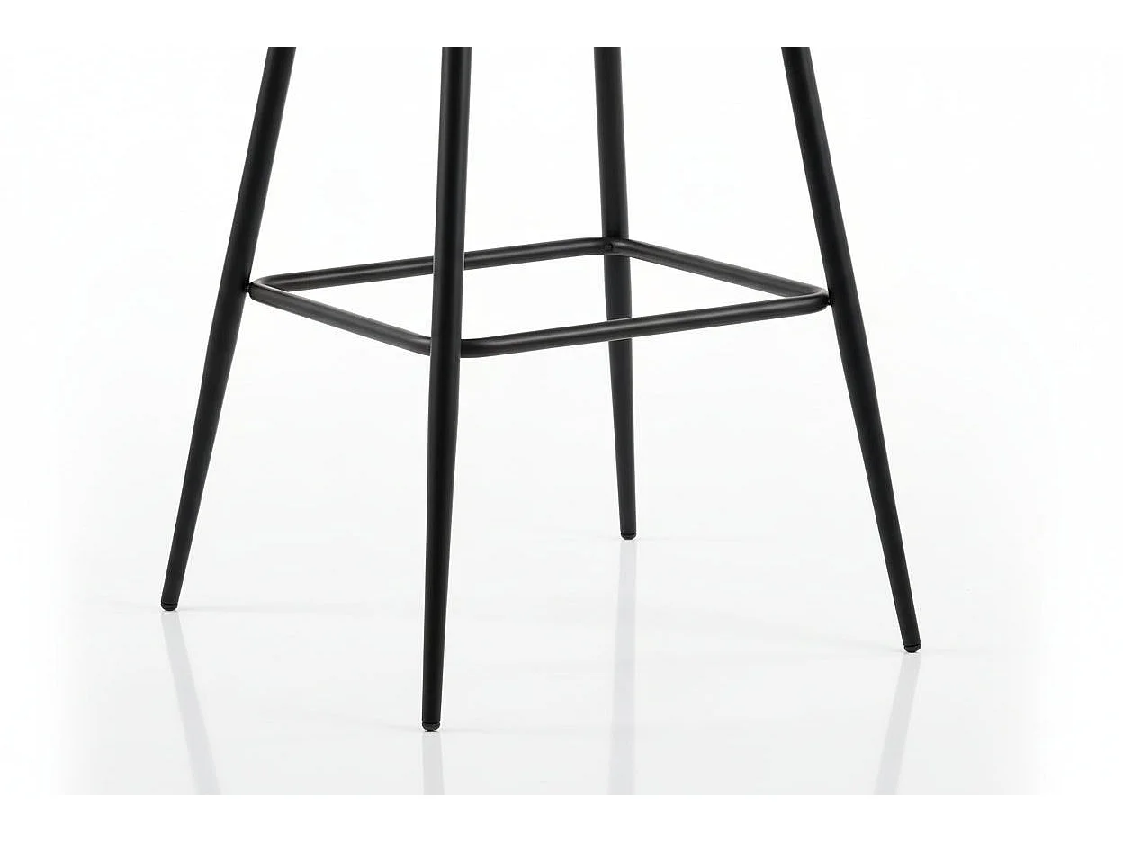 Lot de 2 tabourets de bar velours blanc doudou pieds métal noir - NYMPHEA