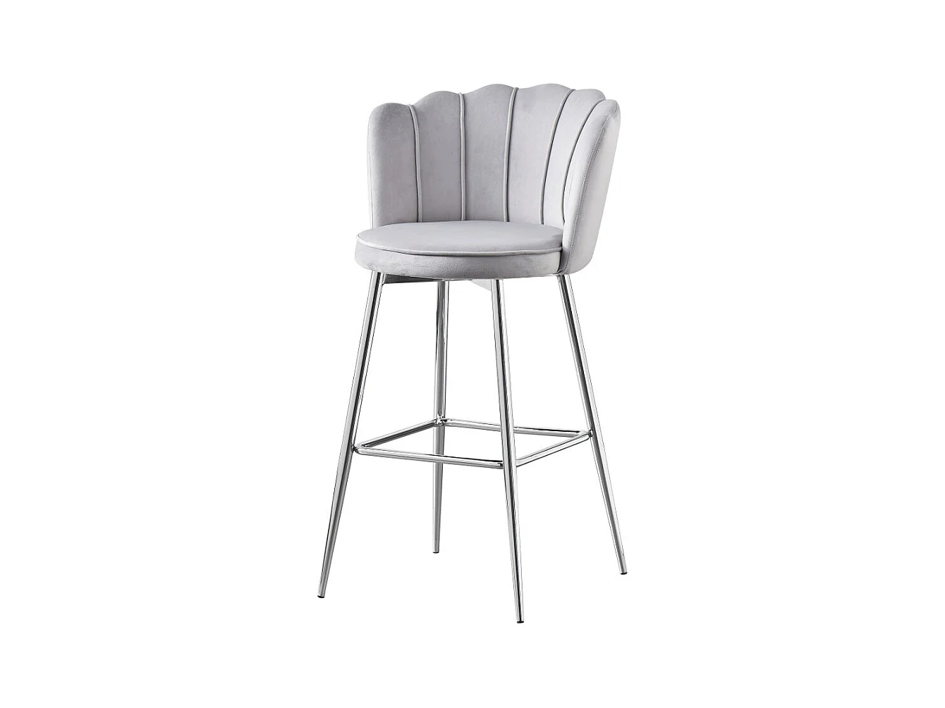 Lot de 2 tabourets de bar NYMPHEA Chrome en velours Gris