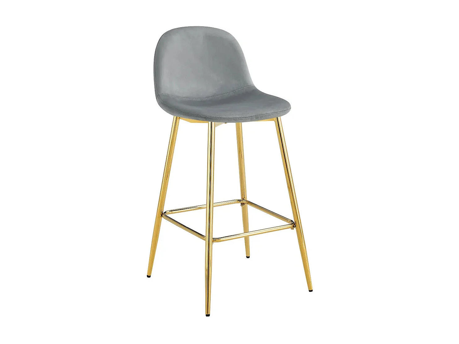 Lot 2 Tabourets de Bar Scandinave Velours Gris Pieds Gold 47,5x43x100cm