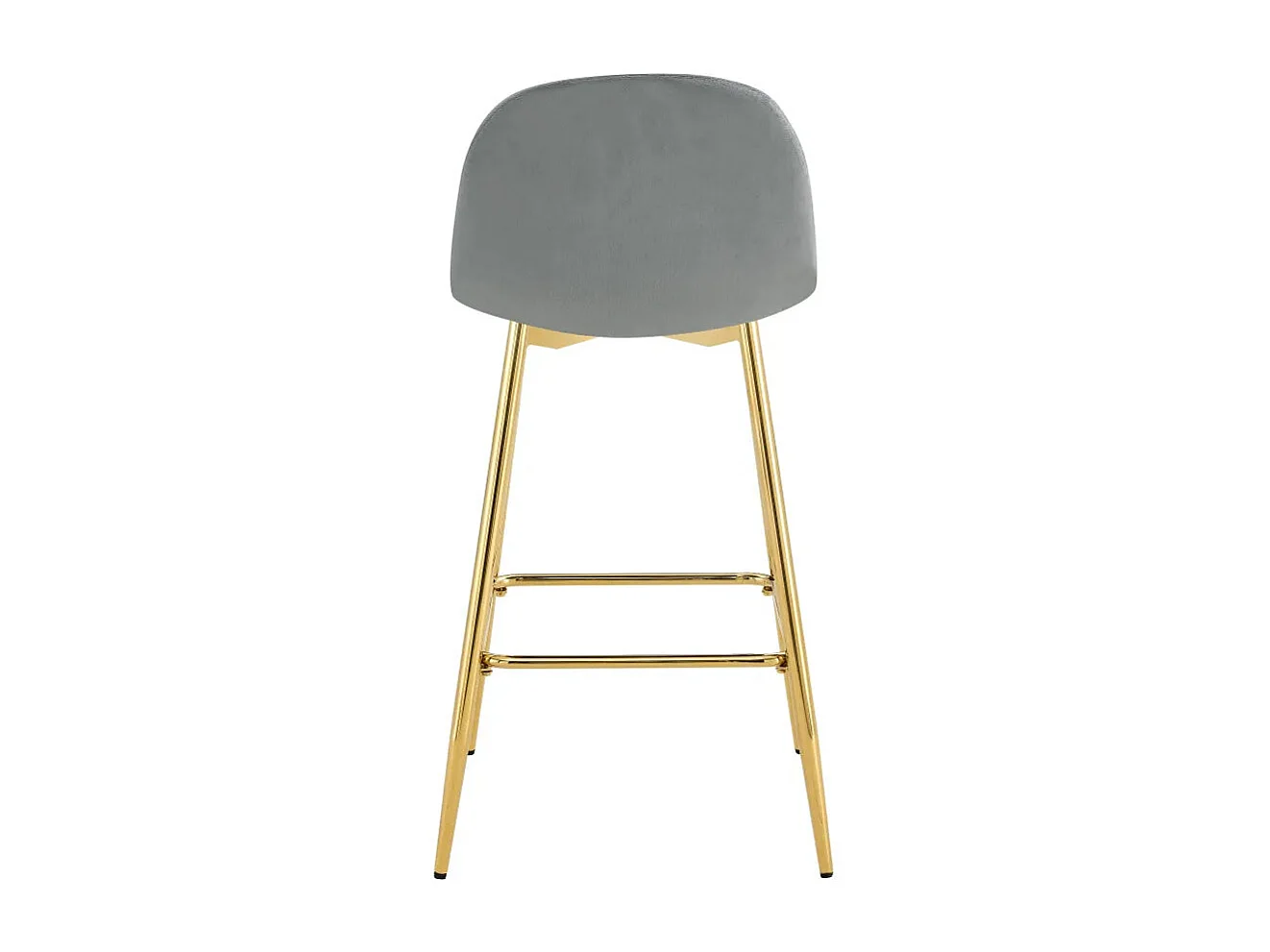 Lot 2 Tabourets de Bar Scandinave Velours Gris Pieds Gold 47,5x43x100cm