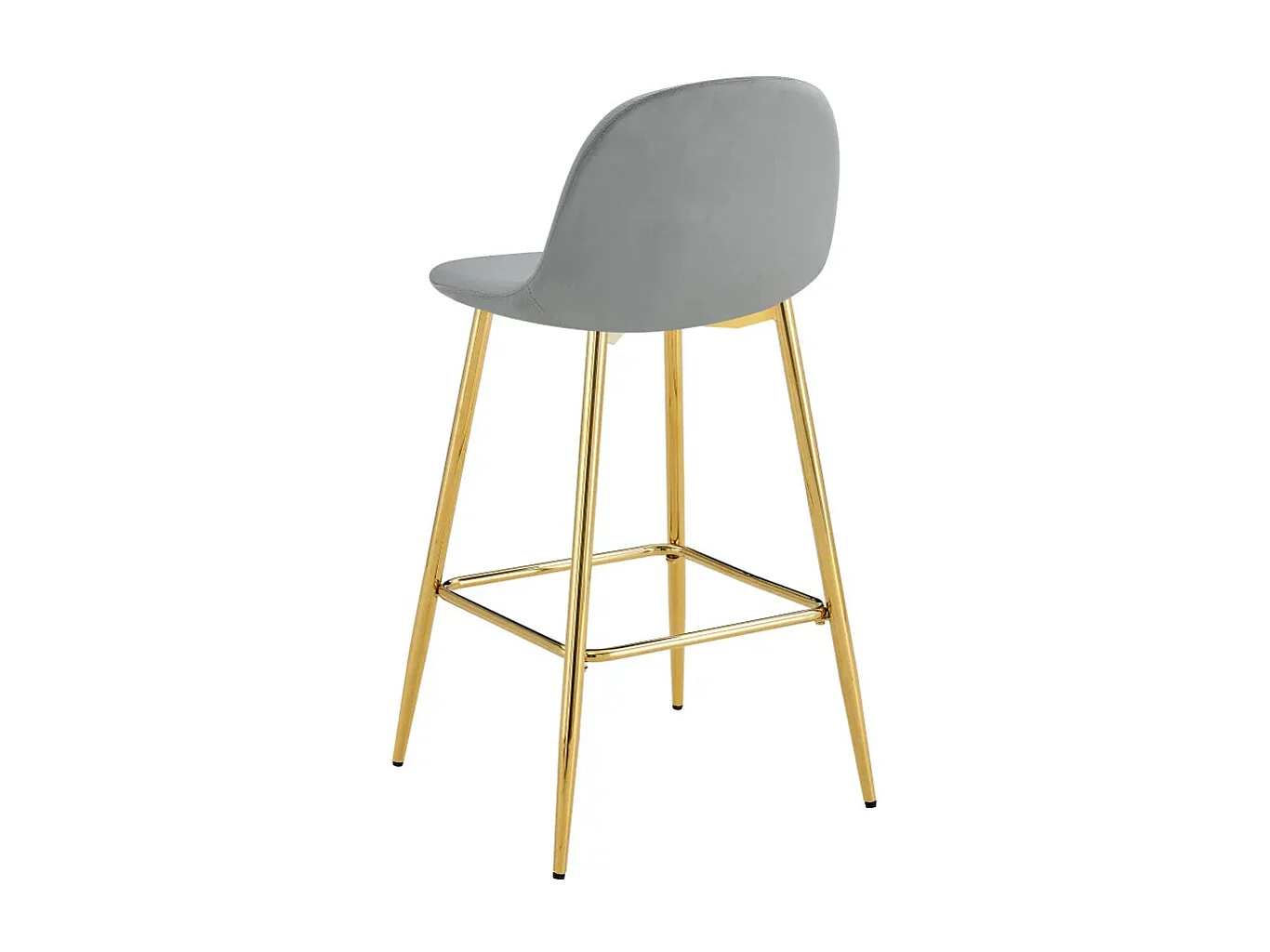 Lot 2 Tabourets de Bar Scandinave Velours Gris Pieds Gold 47,5x43x100cm