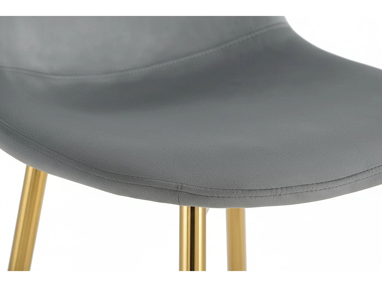 Lot 2 Tabourets de Bar Scandinave Velours Gris Pieds Gold 47,5x43x100cm