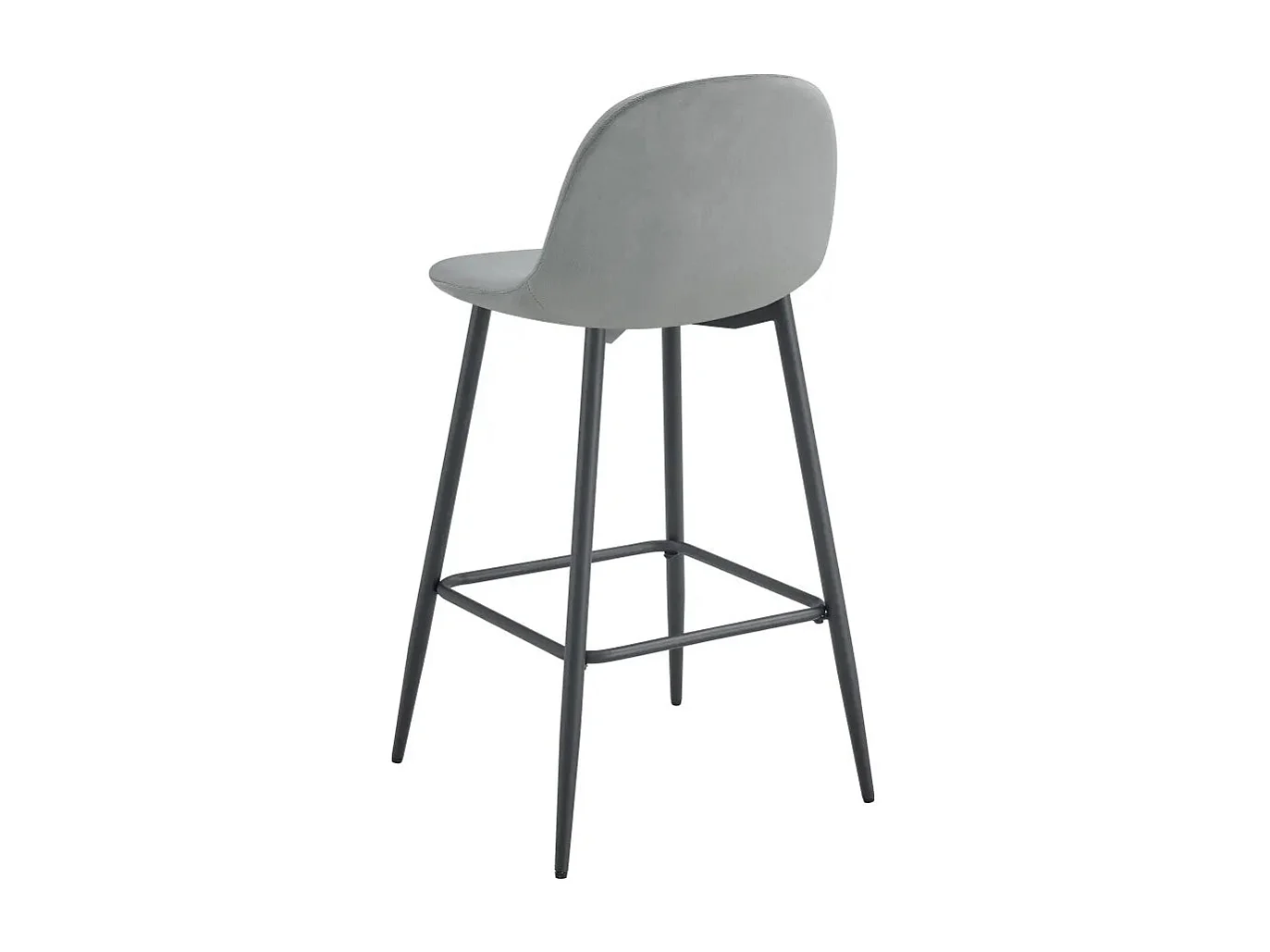 Lot 2 Tabourets de Bar Scandinave Velours Gris Pieds Métal Noir