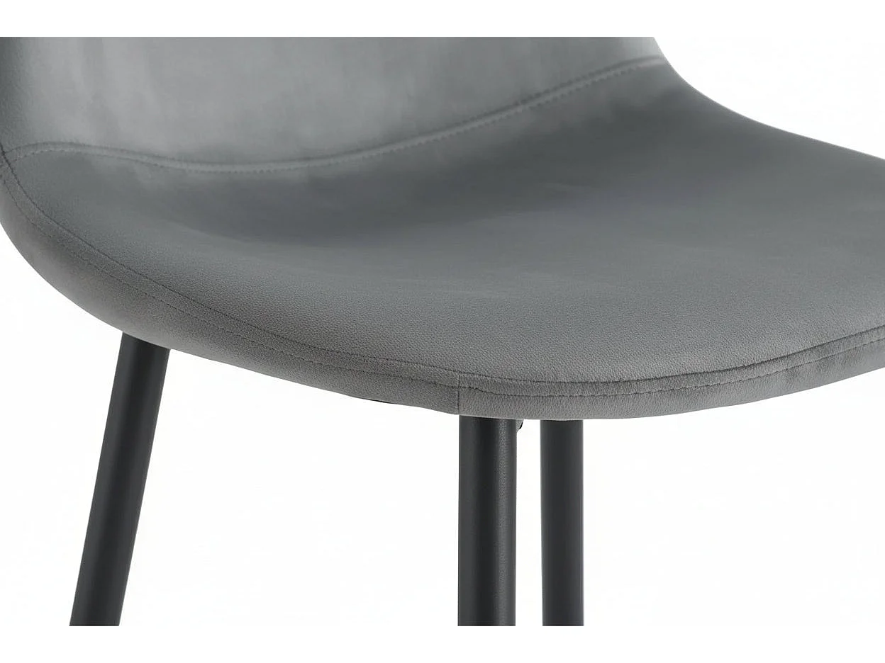 Lot 2 Tabourets de Bar Scandinave Velours Gris Pieds Métal Noir