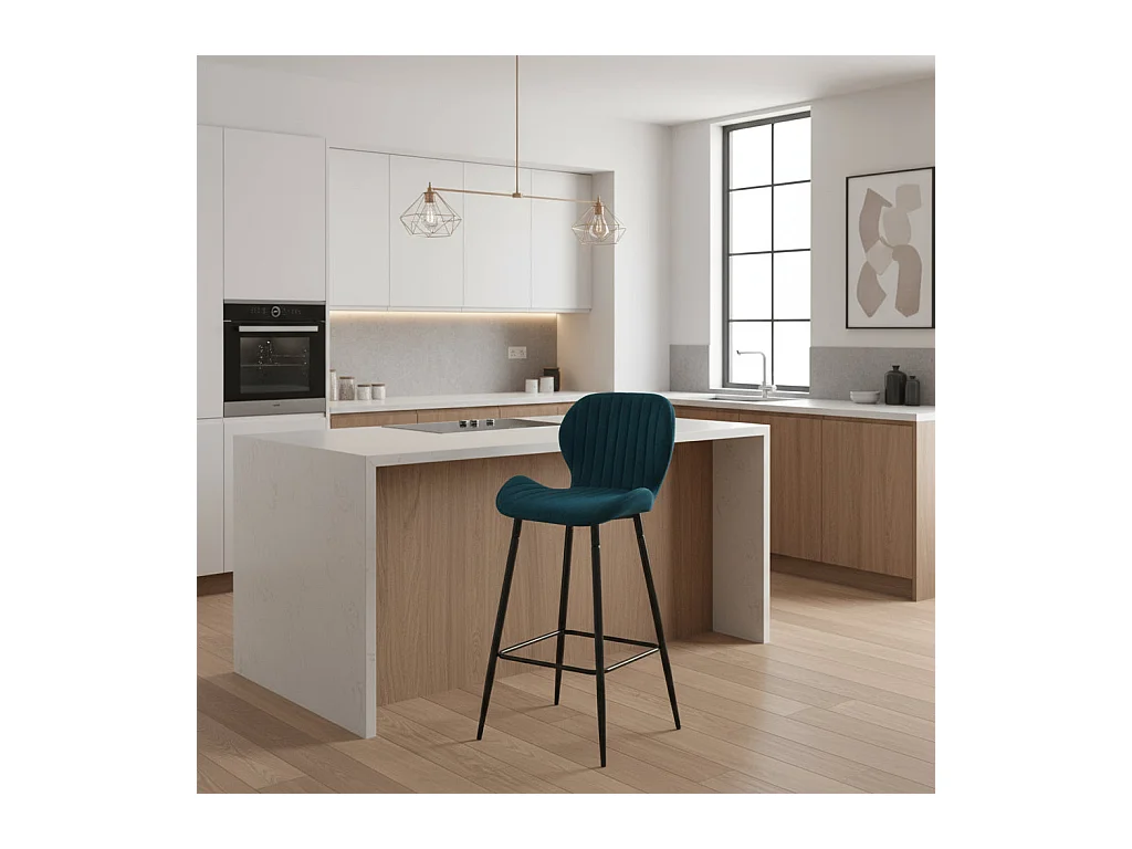 Lot de 4 Tabourets de bar PRADO en velours