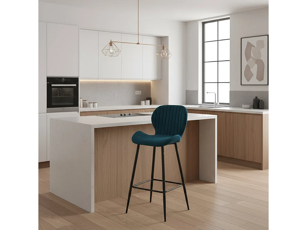 Lot de 4 Tabourets de bar PRADO en velours