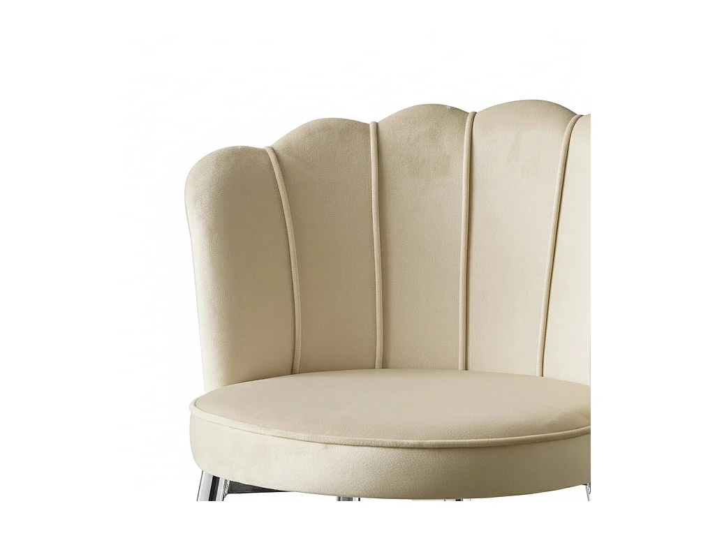 Lot de 2 tabourets de bar NYMPHEA Chrome en velours Beige