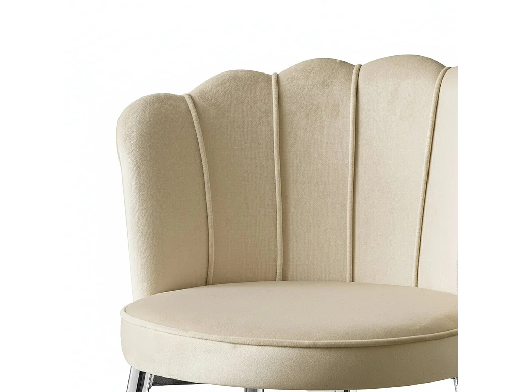 Lot 2 Tabourets de Bar Nymphea Velours Beige Pieds Chrome