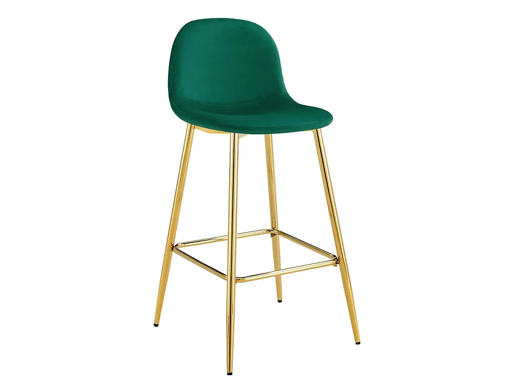 Lot 2 Tabourets de Bar Scandinave Velours Vert Pieds Gold 47,5x43x100cm