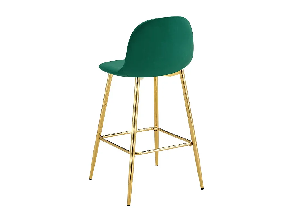 Lot 2 Tabourets de Bar Scandinave Velours Vert Pieds Gold 47,5x43x100cm