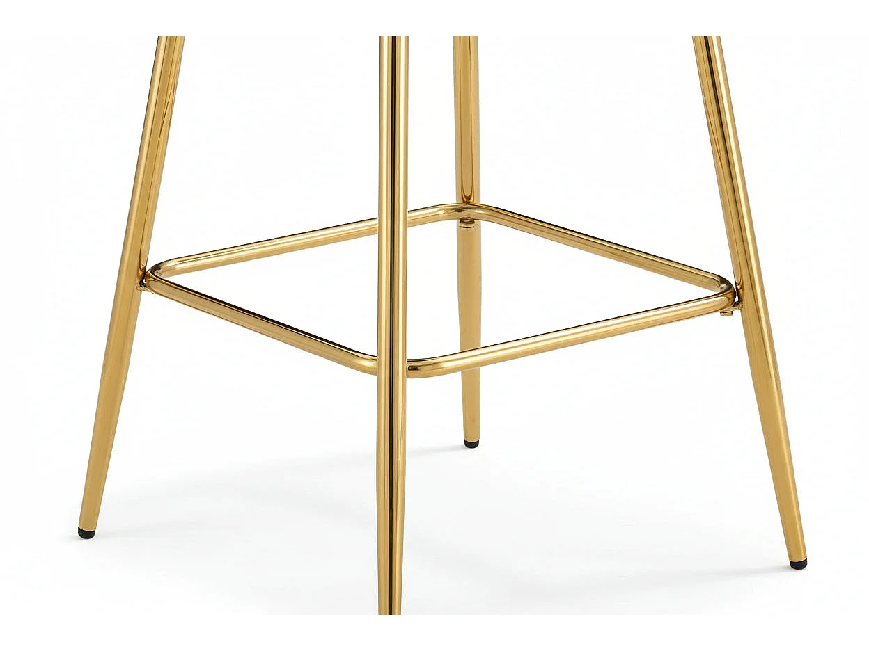 Lot 2 Tabourets de Bar Scandinave Velours Vert Pieds Gold 47,5x43x100cm