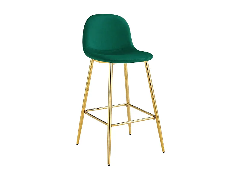 Lot 2 Tabourets de Bar Scandinave Velours Vert Pieds Gold 47,5x43x100cm