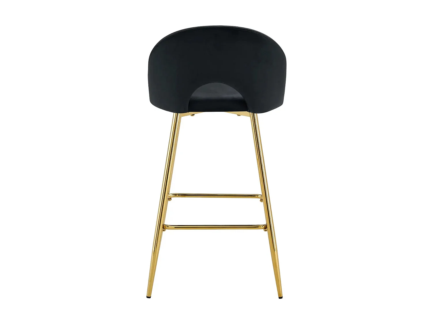 Lot 2 Tabourets de Bar Teddy Velours Noir Pieds Gold 47x36x98cm