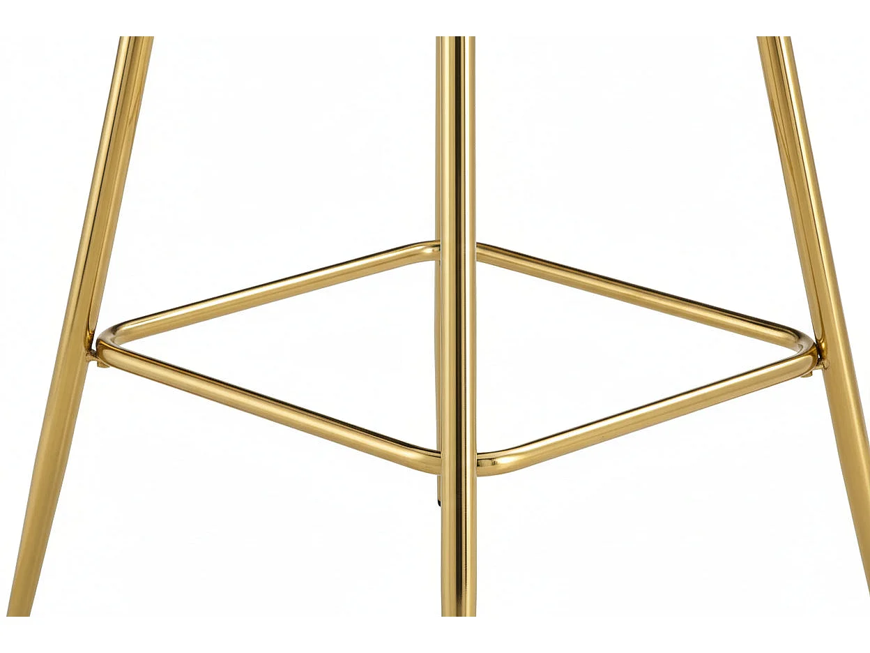 Lot 2 Tabourets de Bar Teddy Velours Noir Pieds Gold 47x36x98cm