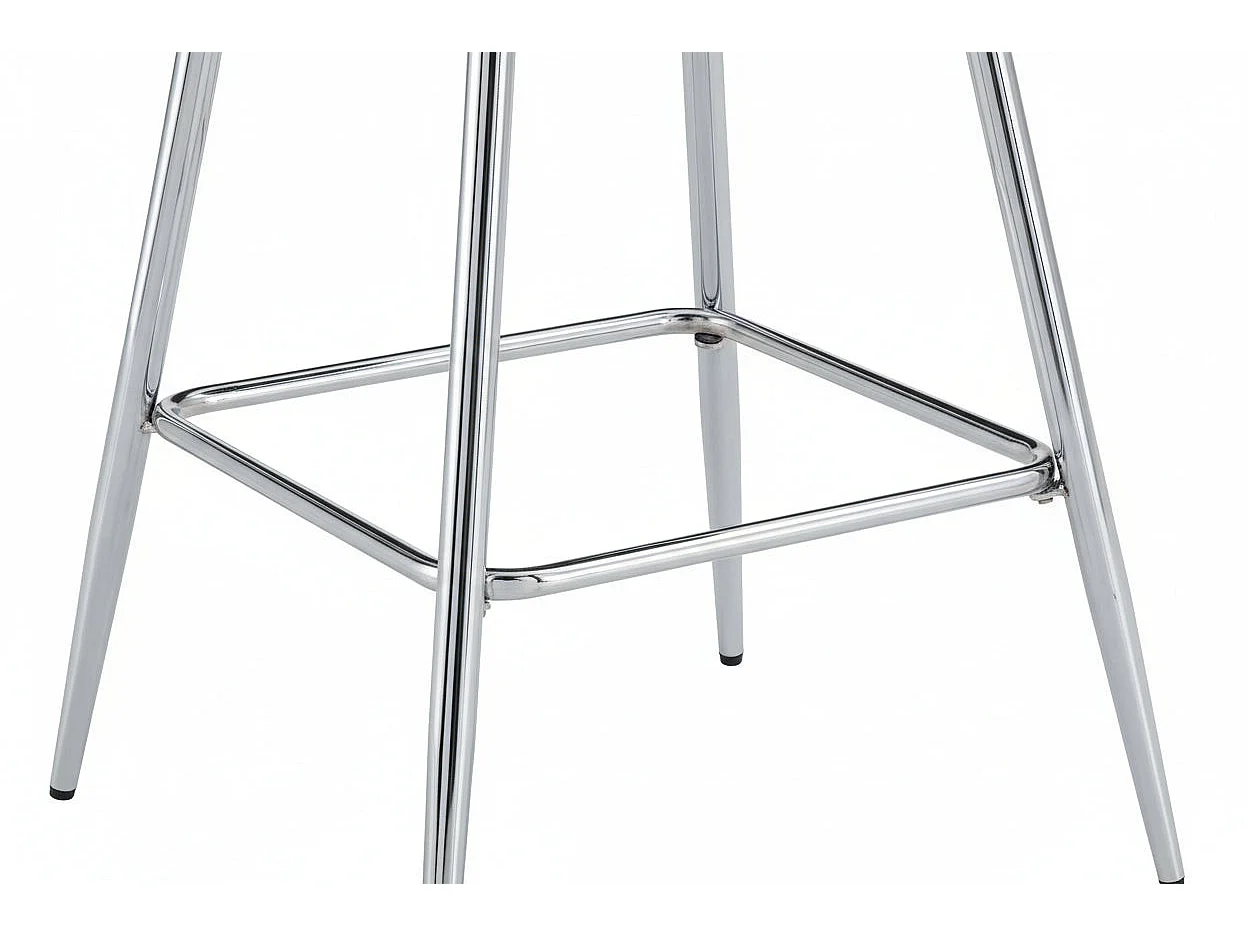 Lot 2 Tabourets de Bar Teddy Velours Noir Pieds Chrome 47x36x98cm