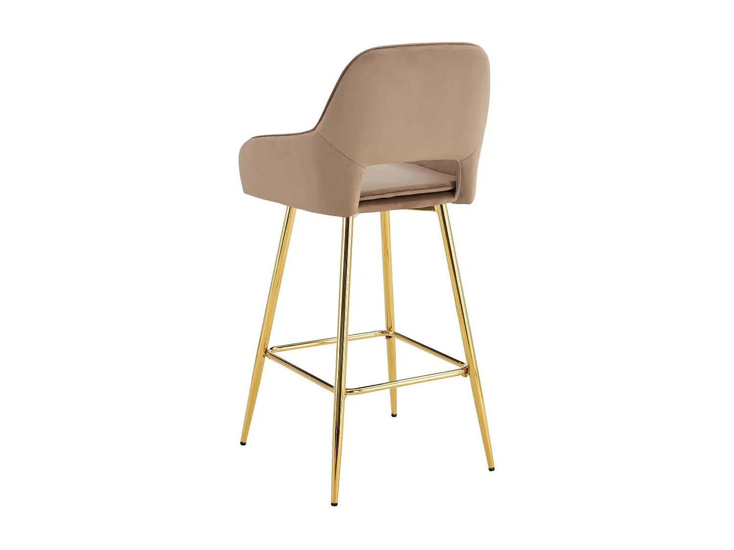 Lot 2 Tabourets de Bar Athena Velours Taupe Pieds Gold 47x41x104cm