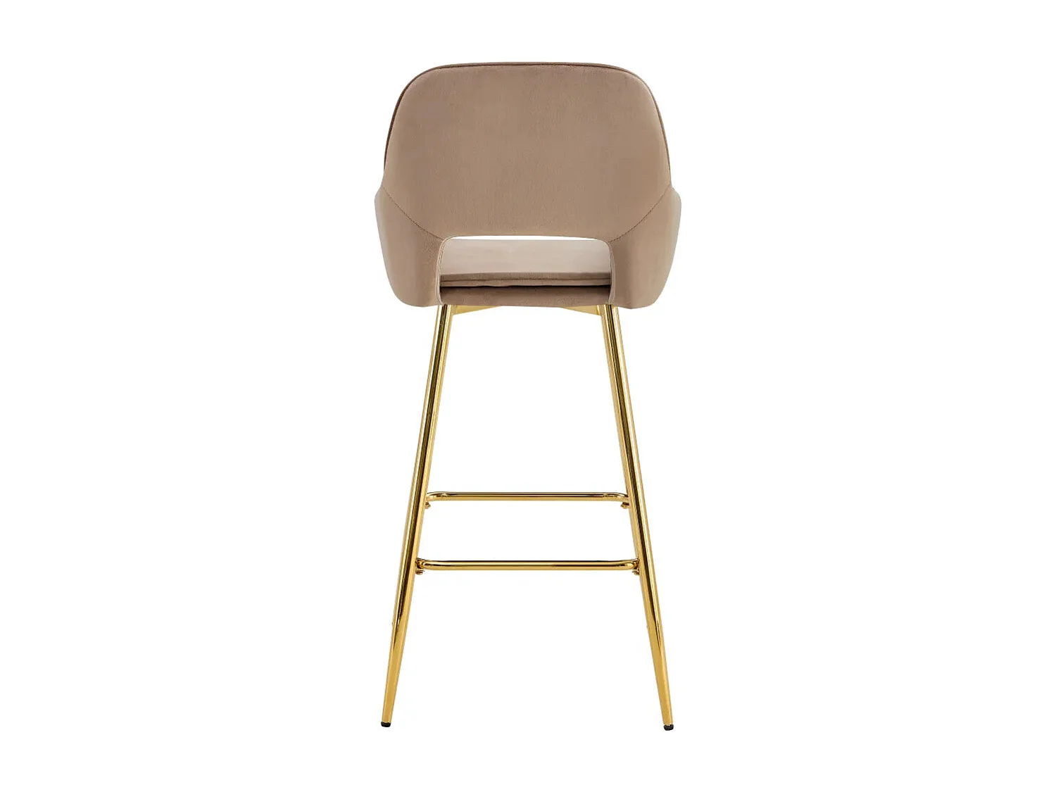 Lot 2 Tabourets de Bar Athena Velours Taupe Pieds Gold 47x41x104cm