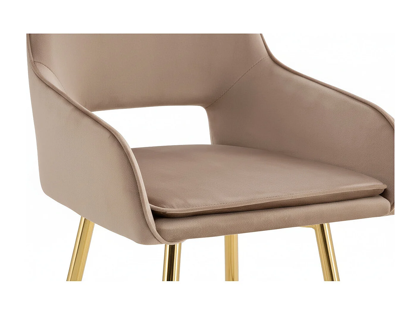 Lot 2 Tabourets de Bar Athena Velours Taupe Pieds Gold 47x41x104cm