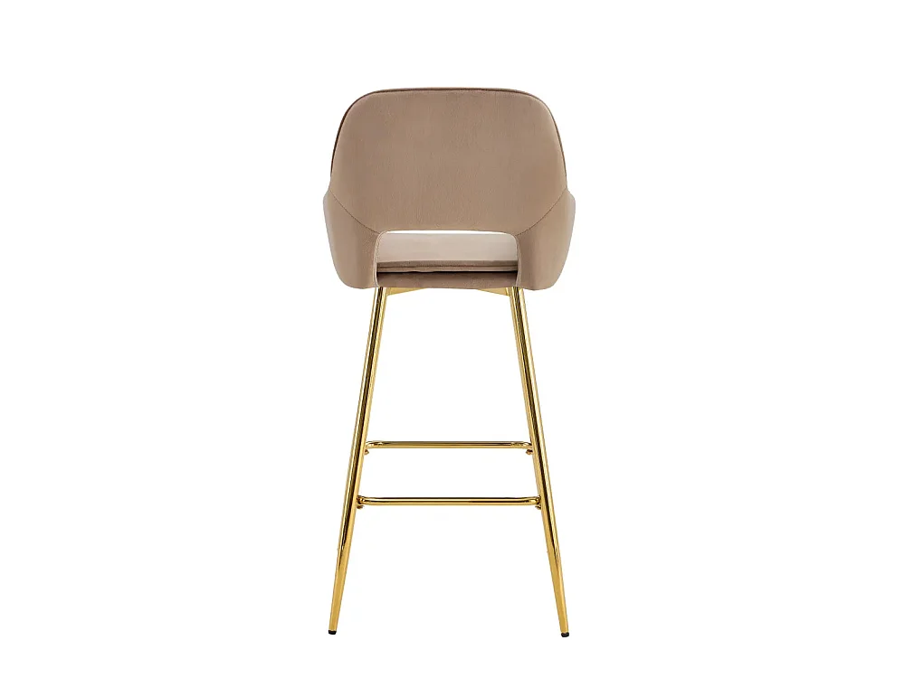 Lot 2 Tabourets de Bar Athena Velours Taupe Pieds Gold 47x41x104cm